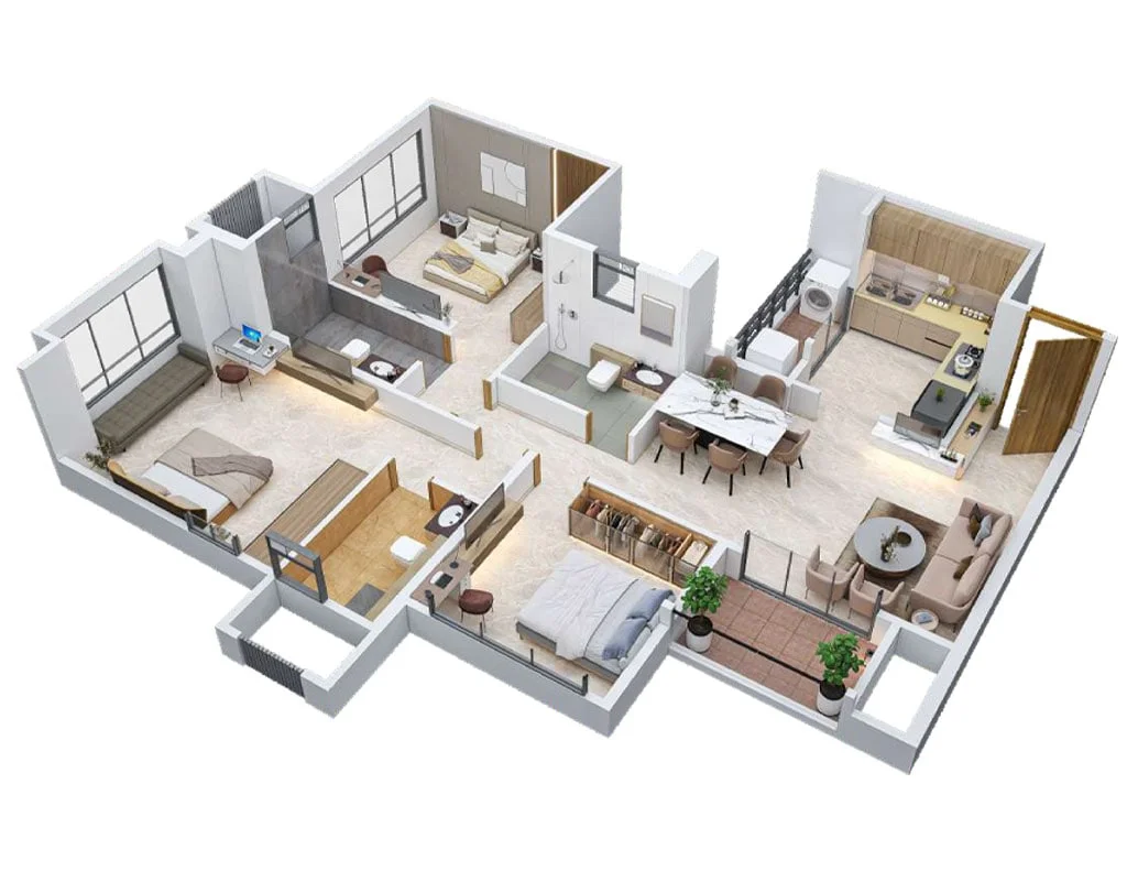 ANP Privado Baner 3 BHK Floor Plan Image